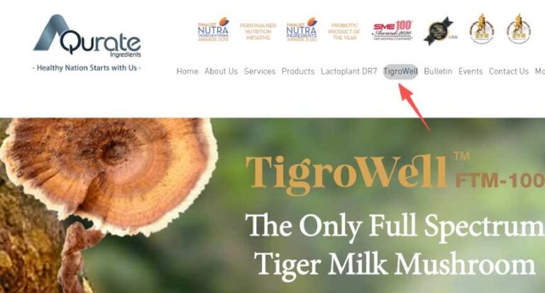 Aqurate Ingredients TigroWell FTM-100 tiger milk mushroom