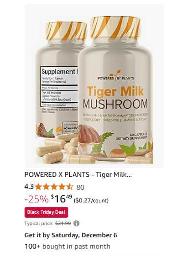 Plant X Power Tigers Milk Mushroom Supplement