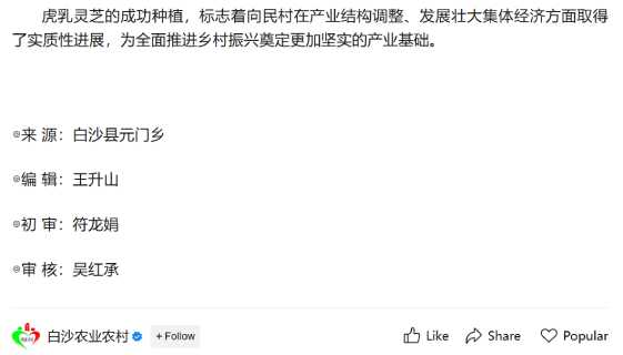 白沙元门乡向民村虎乳灵芝 4 1