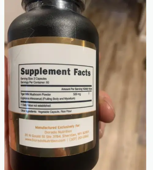 Dorado Nutrition Tiger Milk Mushroom Powder  Supplement Facts
