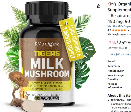 KMs Organic Tiger Milk Mushroom